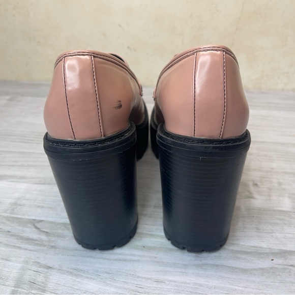 Madden Girl Kassidy Pink Blush Chunky Block Penny Loafer Slip On Heels Size 9 - Picture 5 of 14